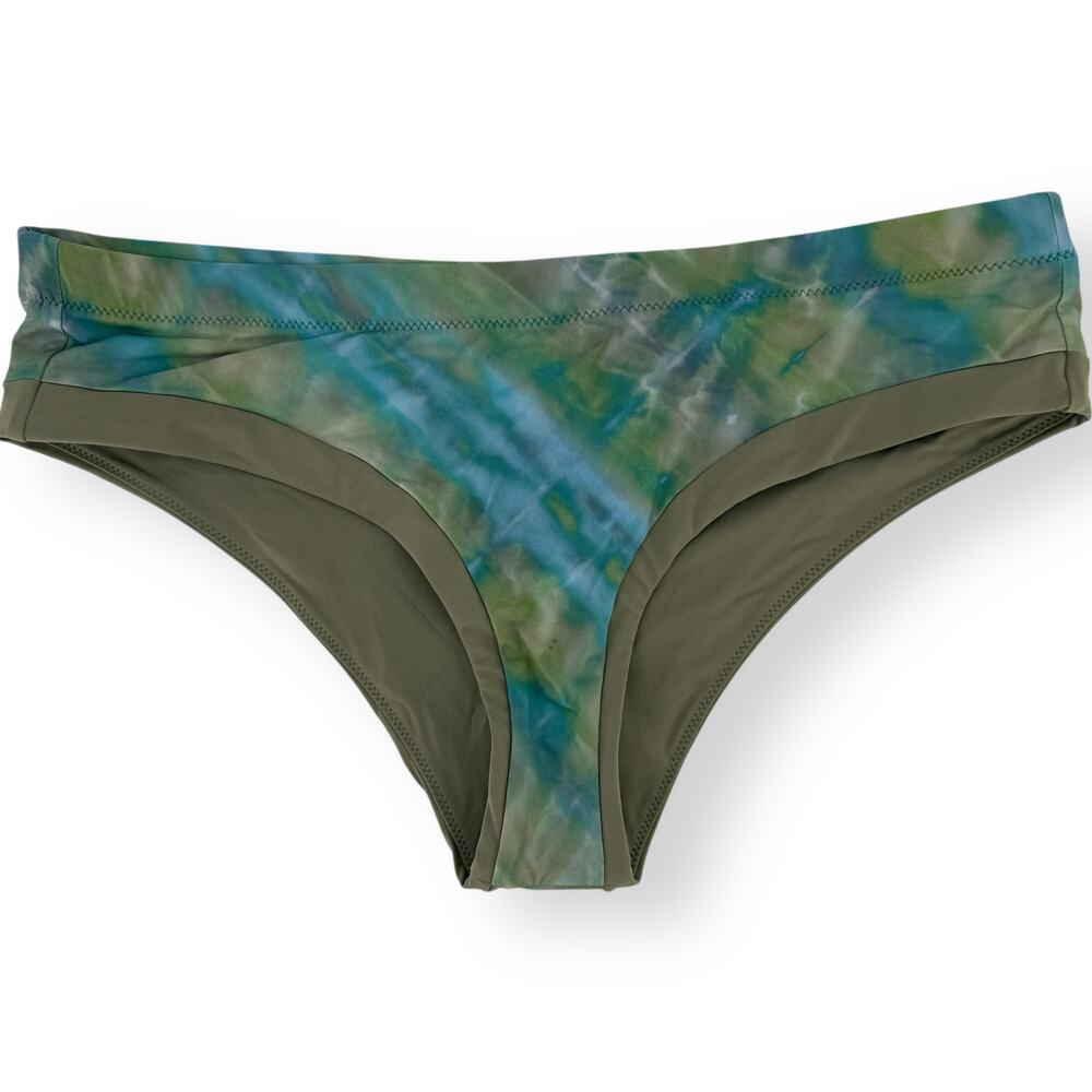 Prana Upswell Cheeky Bikini Bottoms Sz Large Mirage Swim Bathing Suit Green
